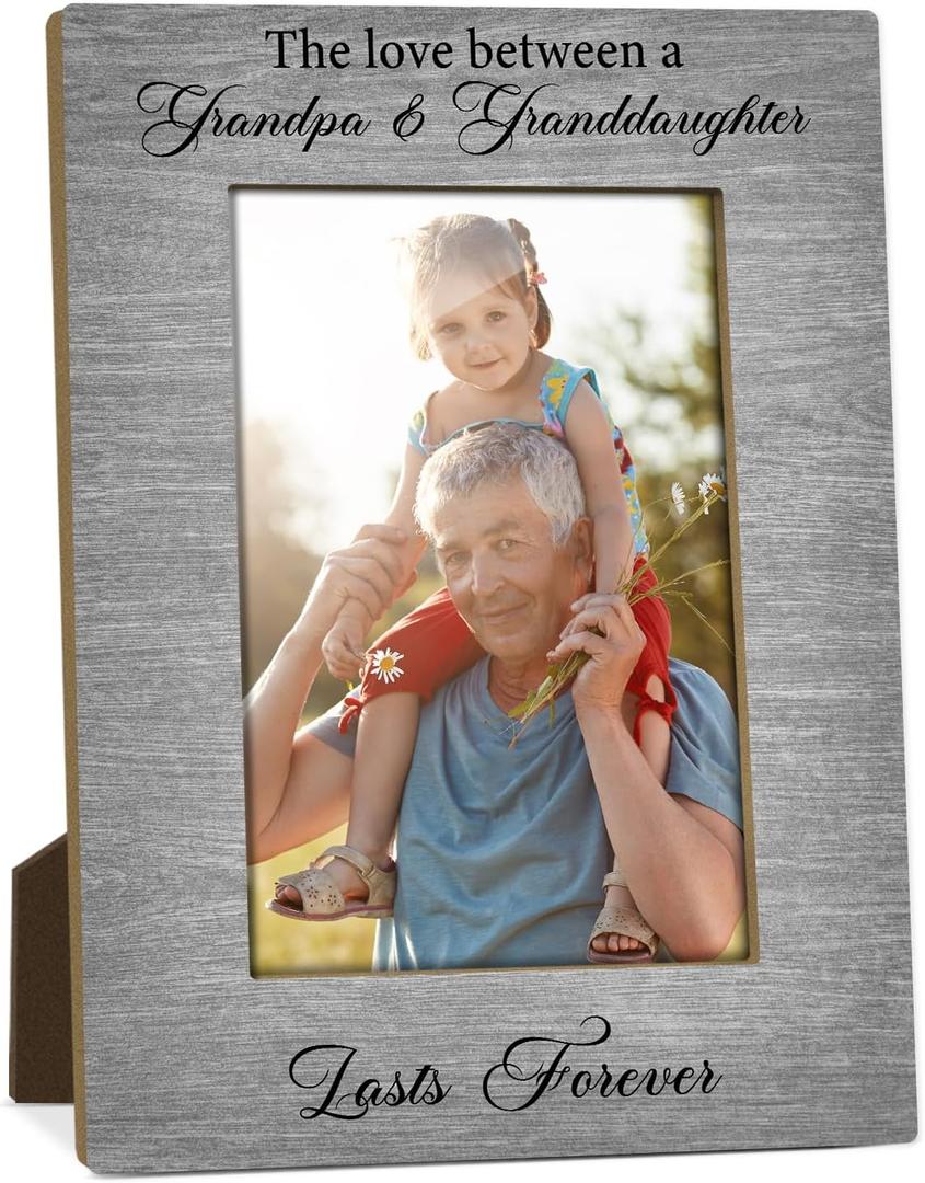 The Love Between A Grandpa and Granddaughter Picture Frame, 4x6 Wood Photo Frame Gifts for Grandpa, Picture Photo Frames for Desk Decor, Grandpa Birthday Gifts Idea -23