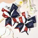 8PCS Glitter Cheer Bow Large Cheer Bows Rhinestones Hair Bows Girls 8"Cheerleading Bows Bulk Elastic Band Ponytail Holder for Teen Girls College Sports Competition