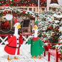 2 Set Christmas Goose Outfit Lawn Porch Goose Clothes Christmas Costume for Geese Xmas Patio Yard Outdoor Decor(23 Inch,Elf, Santa) (Green, L)
