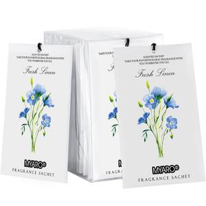MYARO 12 Packs Linen Scented Sachets for Drawer and Closet, Long Lasting Fresh Scent Air Freshener & Odor Eliminator Home Fragrance Potpourri Bag