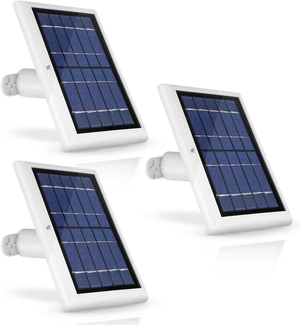 Wasserstein Solar Panel Compatible with Wyze Cam Outdoor - Power Your Surveillance Camera continuously with 2W 5V Charging (3-Pack, White) (Wyze Cam Outdoor NOT Included)