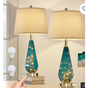 27.5'' Modern Glass Table Lamp Set of 2, 3 Dimmable Touch Lights - 5.1"D x 12.99"W x 27.5"H 2 pacs