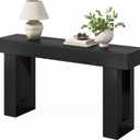 Little Tree 63-Inch Long Console Tables for Entryway, Large Sofa Table Behind Couch, Wooden Entry Foyer Hallway Table, Modern Console Sofa Tables for Living Room, Black