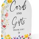 Floral Cards and Gifts Sign, 8 x 11 Inch White Arch Acrylic Wedding Sign with Holder, Wedding Sign for Ceremony and Reception, Wedding Decoration, Wedding Supplies - H01