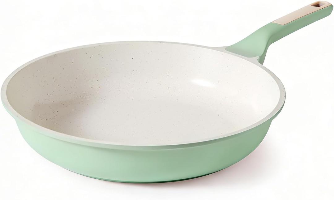 SENSARTE Nonstick Ceramic Frying Pan 9.5-Inch, Healthy Non Toxic Skillet, Induction Compatible Omelet Pan with Heat Resistant Handle, PFAS-Free (Mint Green)