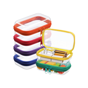 Sanwuta 6 Pcs Clear Hard Zipper Case Pencil Pouches Hard Plastic Zipper Pouches Makeup Bag Transparent Cases for Snacks Plastic Storage Organizer Box for Travel