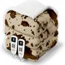 Cow Print Electric Heated Blanket Queen-Dual Control Heating Blanket Queen Size with 10 Heat Levels & 10 Hours Auto-Off, Cozy Soft Fleece Sherpa, Washable, 84x90 Inche Cow Print Apricot (05 - Apricot Ombre-khaki)