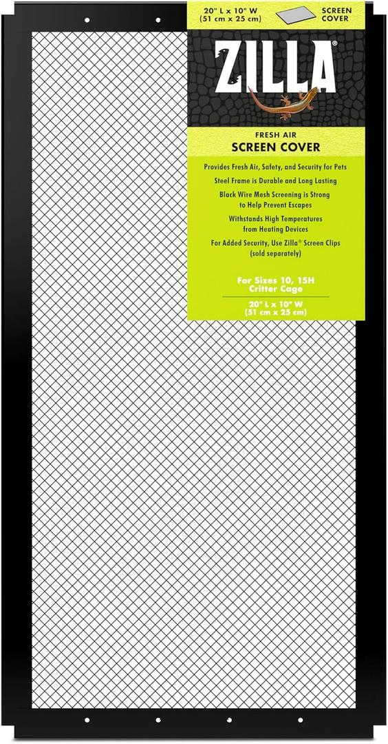 Zilla Fresh Air Screen Cover for Reptile Terrariums, 20x10 for 10 Gallon