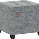 17.7 inches Chenille turfed Ottomans Cube with Legs, Metal-Framed Square Storage Ottoman Foot Rest Stool Holds 770 LB for Dorm Living Room Bedroom Gray UASN641G