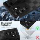 OOK Compatible with Samsung Galaxy S25 Ultra Silicone Phone Case with Strap, Trendy Checkerboard Pattern for Women Girls, Adjustable Finger Strap Kickstand Slim Protective Cover, Black Checkered