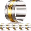 6 Pack Two Tone Textured Napkin Rings Holders Dcor Dinner Party Wedding Christmas Gathering (Two Tone-6PCS)