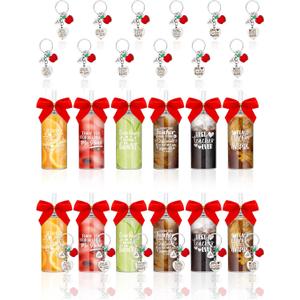 Skylety 12 Sets Teacher Appreciation Gifts in Bulk 13.5 oz Reusable Coffee Cups with Lid Straw Keychain Bows Thank You Teacher Gifts Back to School Party Favor Employee Office Supplies (Round)