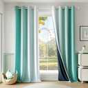 Ombre 100% Blackout Curtains 96 Inch Length 2 Panels for Bedroom Living Room Teal White Gradient Patterned Room Darkening Thermal Insulated Grommet Window Treatment Drapes,52x96, 2 Set