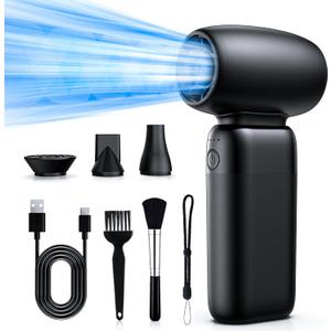 Compressed Air Duster, 3 Adjustable Jet Air Blower 180000 RPM Rechargeable Mini Turbo Fan 8000mAh Electric Air Duster for Computer Keyboard, Cordless Air Duster Replace Compressed Air Canned (Black)