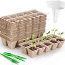 200 Cells Seed Starter Tray, 20 Pcs Biodegradable Plant Starter Peat Pots(Including T-Type Labels & Starter Tools) Eco-Friendly Gardening Supplies, No Transplant Needed