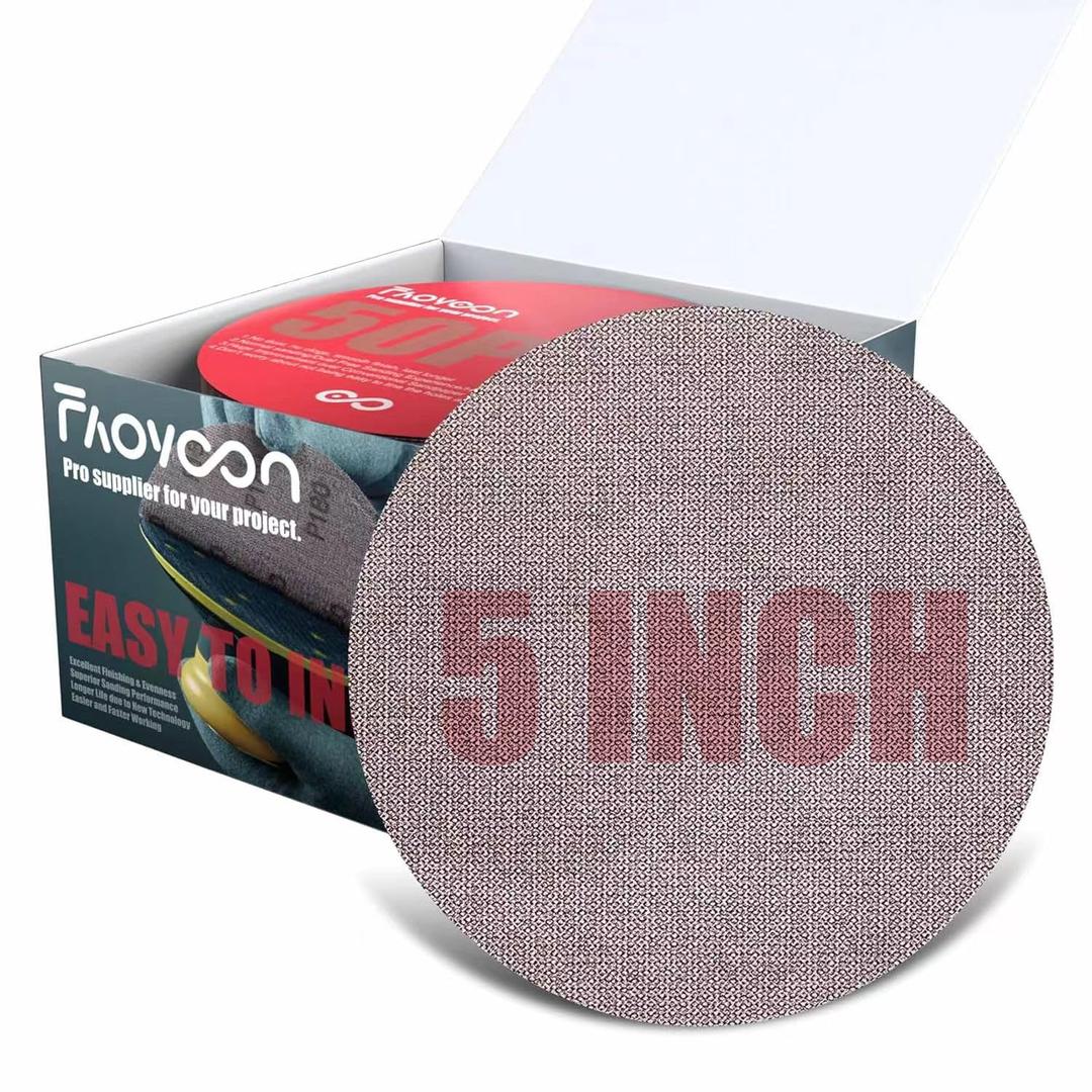 5 Inch Sanding Mesh | Micro Mesh Hook and Loop Sanding Discs | Dust Free Net Sandpaper | 50 Pack Assortment 80 | 100 | 120 | 220 | 320 Grit | Wet and Dry Sanding Screen | Anti-clog/Last Longer