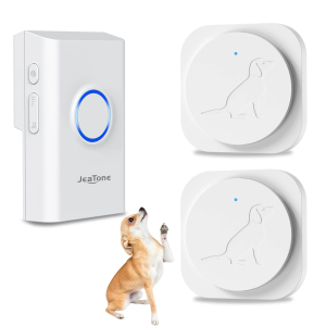 JeaTone Dog Door Bell, Dog Bells to Go Outside, Smart Wireless Potty Training Button for Dogs, Training Dog to Ring The Bell, 2 Pack Button White