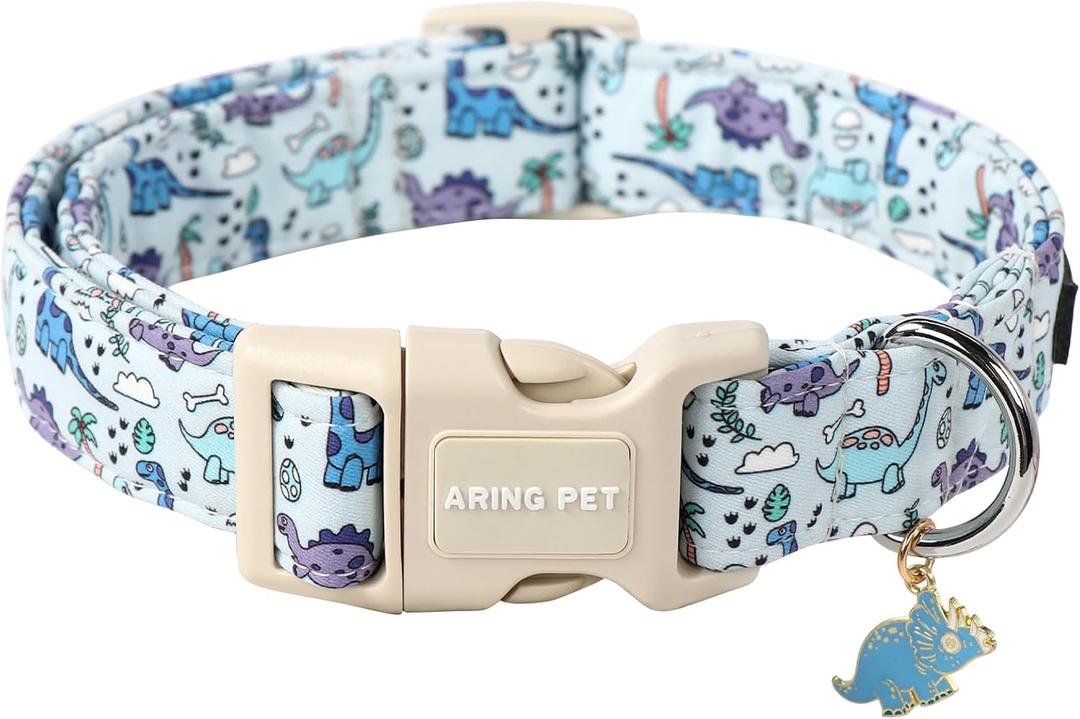 ARING PET Dinosaur Dog Collar-Cute Dog Collar for Small Dogs, Adjustable Dinosaur Print Pet Collars Puppy Collar for Small Medium Large Dogs