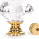 CZC HOME 25 PCS Diamond Crystal Glass Pull Handle Cabinet Knobs Cupboard Drawers Cabinet Dresser Bookcase Wardrobe (30mm, Gold)