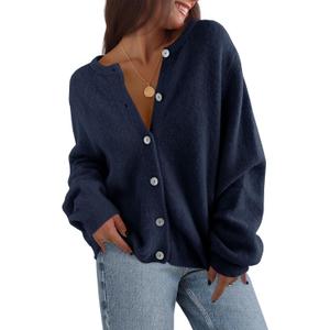 Saodimallsu Womens Cardigan Sweaters Button Down Long Sleeve Knit Outerwear 2025 Trendy Fashion Open Front Outfits (S)