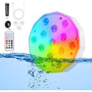 Cadrim Pool Lights, Rechargeable Submersible LED Lights with Remote Underwater Lights IP68 Waterproof 16 Colors Changing Floating Lights for Pool, Fishbowl, Bath, Party, Fountains, Vase 1 Pack