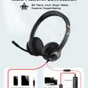 JIAMQISHI USB Headset with Microphone for PC, On-Ear Computer Laptop Headphones with Noise Cancelling Microphone in-line Control for Home Office Online Class Skype Zoom (USB+3.5mm, Black)