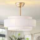 20" Boho Fandelier Ceiling Fan with Light, Caged Gold Fandelier Ceiling Fans with Lights Remote Control with 6 Speeds for Bedroom, Nursery, Living Room