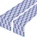 2PCS Suicide Prevention Awareness Table Runner Teal Purple Ribbon Themed Party Supplies Decorations Favors Tablecloth World Suicide Prevention Day Hope Faith Table Cover for Suicide Awareness, 12 X 72 Inches