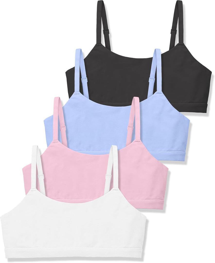 SALIA GIRL Double-Layer Cotton Training Bras for Girls 7–12, Natural Cami First Bra with Adjustable Straps, S