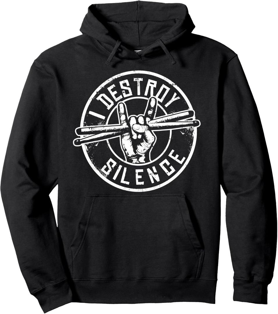 Funny Drummer Hoodie | Musician Gift Percussion Lover Hoodie Pullover Hoodie (Black, M)