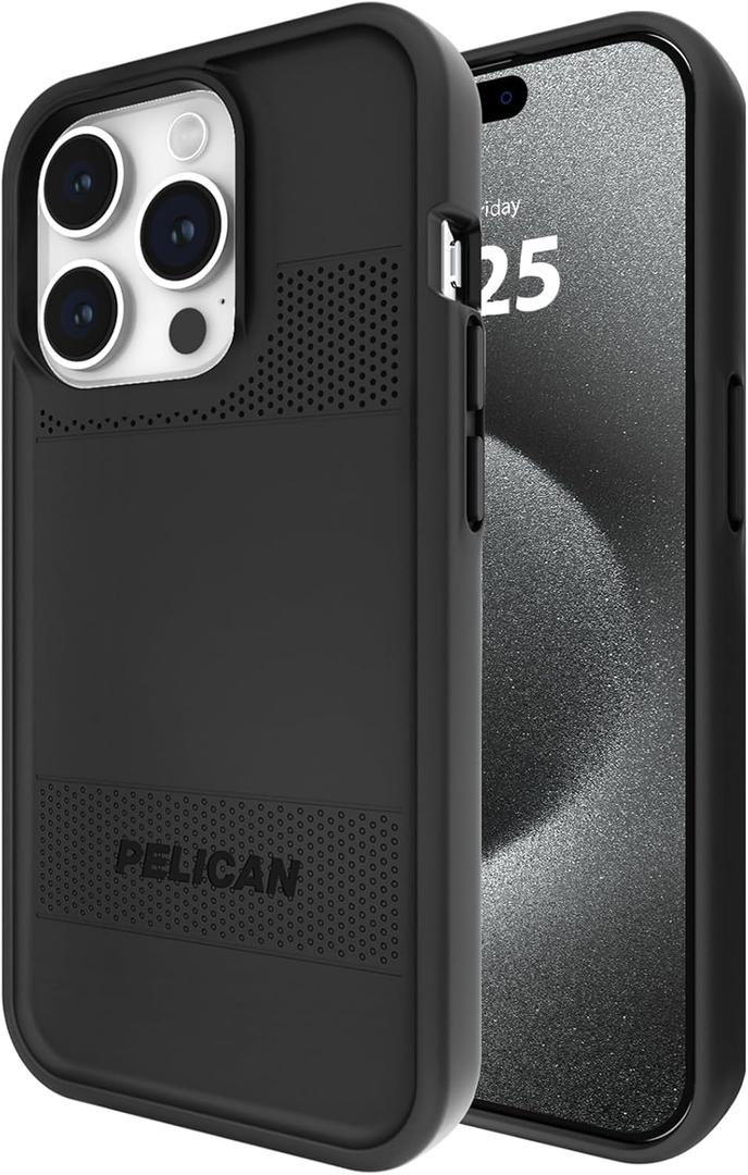 Pelican Protector Series - iPhone 15 Pro Case 6.1" [Compatible with MagSafe] Magnetic Phone Case with Anti-Scratch Tech [16ft MIL-Grade Drop Protection] Protective Cover for iPhone 15 Pro - Black