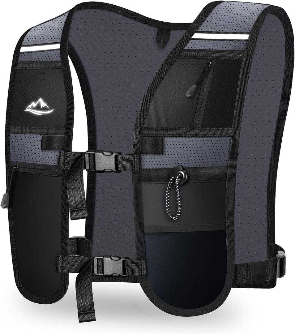 Running Vest for Women Men, Lightweight Breathable Hydration Vest with Large Compartment, Reflective Running Hydration Vest, Running Water Vest for Hiking Cycling Marathon Trail Jogging Race