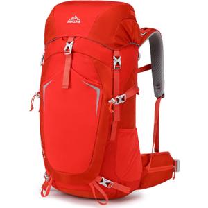 50L Hiking Backpack with Internal Frame & Rain Cover, Lightweight Backpacking Pack with Adjustable Chest Strap, Breathable Daypack for Hiking, Camping, Trekking, Travel, Men & Women(Orange, 50L)