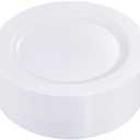 I00000 50Pcs White Plastic Dinner Plates 10.25 Inch, Premium Disposable Party Plates, Safe and Reusable, Heavy Duty Plastic Plates Perfect for Wedding & Party