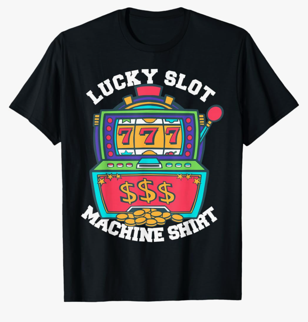 Lucky Slot Machine Tee Casino Las Vegas Gambling T-Shirt Medium