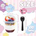 Panxxsen 100 Pack 12 oz Clear Plastic Cups with Dome Lids,Parfait Yogurt Cups with Spoons,No Hole Plastic Cup with Lids for Dessert,Yogurt,Ice Cream,Cupcake,Fruits (EXP 05/11/33)