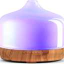 Porseme 500ml Glass Essential Oil Diffuser Aromatherapy Ultrasonic Cool Mist Humidifier 15-21 Running Hours Waterless Auto-Off Air Diffusers for Sleeping Yoga Working Spa(White Jade)