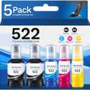 522 Ink Refill Bottles Compatible for Epson 522 Ink Refill Bottles 5 Pack Replacement for EcoTank ET-2803 ET-2800 ET-2720 ET-4800 Printer