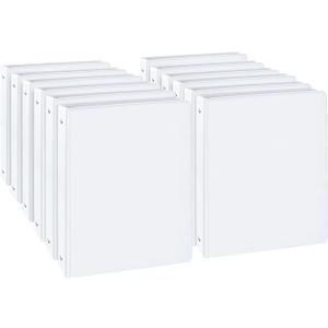 1-inch Round Ring Binder, Standard 3 Ring Binder Fit Letter Size Paper, Presentation View Binders, White,12-Pack