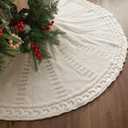 48 Inch Christmas Tree Skirt: Braided Cable Knit Tree Skirt for 7.5FT Tree, Cream White Tree Skirt, Vintage Tree Skirts, Rustic Farmhouse Christmas Decorations (Medium)