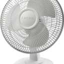 Lasko 12" Oscillating Table Fan for Home, Offices, Bedrooms, Living Rooms, 3-Speeds, Widespread Oscillation, Tilt-Back Fan Head, Portable, White, 2012
