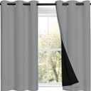 NICETOWN Silver Grey 100% Blackout Curtains with Black Liners, Thermal Insulated Full Blackout 2-Layer Curtains, Energy Efficiency Window Draperies for Dining Room (2 Panels, 42-inch W by 45-inch L)