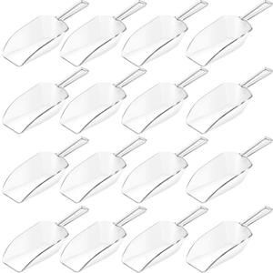 16 Pcs Hestya Multi Purpose Clear Plastic Scoops for Candy Buffet Acrylic Kitchen Ice Food Popcorn Scoops for Protein Powders, Ice Cream, Coffee, Tea Jar (4.3 Inch)