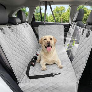 Victoper Dog Car Seat Cover, Heavy Durable Dog Seat Cover for Back Seat, 100% Waterproof Scratch Proof Nonslip Dog Hammock for Car with Side Flap, Pet Back Seat Covers Large 60" W x 64" L (Gray)