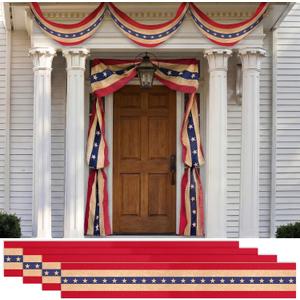 Gilprop 4 Pcs Vintage Tea-Stained Bunting American Flag with Star 250th Anniversary Patriotic Decoration Triangle Flag Garland Front Door Display for 4th of July Independence Day (Style 1,20 in X 20ft)