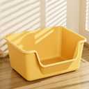 Large Cat Litter Box with High Sides,Cat Boxes for Indoor Cats,Cat Litter Pan for Kitty,Litter Box with Low Entry,Easy to Clean,Anti-Splashing(Yellow)