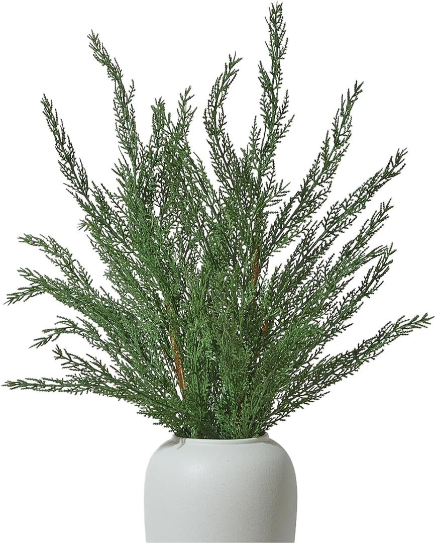 31 Inch Artificial Pine Branches Christmas Greenery Stems Faux Cedar Stems Fake Cypress Christmas Vase Fillers Home Decorations 2 Pcs