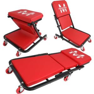 MaxWorks 3-in-1 Rolling Garage Creeper Seat, 36 Inch Z Stool with 6 Wheels, 300 lbs Capacity, Adjustable Folding Mechanic Chair for Auto Repair, Automotive Tools (51247), 36.22 x 16.14 x 5.71 inches
