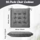 Timgle 16 Pack Seat Cushion Chair Cushions Pads Patio Cushions for Furniture Chair Pads with Ties Non Slip Mat for Kitchen Office Dining Sofa Indoor Use, 16 x 16 Inch(Gray), 16 x 16 x 3.54 inches/ 40 x 40 x 9 cm