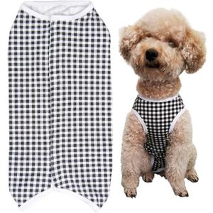 Dogs Recovery Suit Post Surgery Shirt for Puppy, Wound Protective Clothes for Little Animals(Black White Plaid-m)